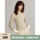 ELLE設(shè)計感拼接撞色半高領(lǐng)長袖T恤女2024冬新款修身顯瘦打底上衣 卡其綠 S