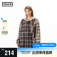 英克斯（inxx）潮牌不對(duì)稱格紋連帽襯衫男美式寬松休閑長袖格子襯衣女 格紋 S
