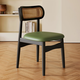致喜中古風(fēng)實(shí)木餐椅法式復古休閑酒店藤編椅子靠背椅家用軟包餐桌凳子 黑色實(shí)木框架+果綠色皮面