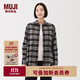 無(wú)印良品（MUJI） 女式 法蘭絨 襯衫領(lǐng) 長(cháng)袖襯衫女士襯衣內搭上衣純棉秋季新品女裝 中灰色格紋 L （165/88A）