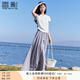香影【仙女褲】灰色裙褲女垂感2025夏裝新款顯瘦寬松大褲腳闊腿褲 淺灰裙褲 M 160/84A/95-110斤