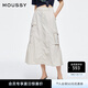 moussy 2025夏季新品工裝風(fēng)A字多口袋長(zhǎng)款半身裙女028ISZ31-1091 070米色 S