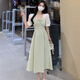 DAVEY MODE大碼女裝胖mm裙子女夏季2025新款法式復(fù)古蝴蝶結(jié)連衣裙女 小清新連衣裙(牛油果綠) M 適合80-100斤
