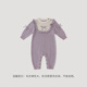 巴厘小豬女寶寶連體衣針織衫春秋純棉衣服女?huà)朊虑锛拘≡慢g嬰兒外出服 紫色 90cm