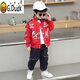 G.DUCKKIDS男童春裝外套2025春秋季新款帥氣兒童夾克機車(chē)服中小童洋氣棒球服 紅色 110 cm