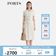 PORTS寶姿女裝2025春夏新款氣質(zhì)珍珠裝飾金屬扣奶白色二合一收腰連衣裙 奶白色 M