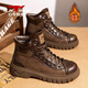 公牛世家高幫馬丁靴秋冬季新款潮流厚底機車(chē)大頭皮鞋子男款英倫風(fēng)工裝靴 紅棕【加絨款棉鞋】GN251Y086M-2 40