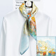 達芬奇密碼真絲絲巾女士春夏季新款母親節小方巾送長(cháng)輩媽媽生日禮物禮盒裝 清晨小鎮 淺藍