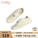 金利來（goldlion）女鞋2025春季圓頭平底德訓(xùn)鞋鉆扣舒適牛皮休閑鞋G637510185米白38