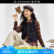 佐丹奴牛仔馬甲女新款洗水撞色明線圓領(lǐng)短款牛仔背心外套18374902 64牛仔原色 M