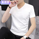 奧霂霖夏季男士短袖T恤V領(lǐng)新款韓版修身青年帥氣夏半袖薄款打底衫 300白色 M 【90-105斤】