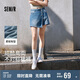 森馬（Semir）森柔牛仔|牛仔褲女不對稱裙褲小眾夏季個性寬松短褲103324122001