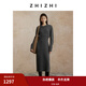 致知 步花間羊毛羊絨收腰連衣裙女24冬季新款優(yōu)雅氣質(zhì)黑色 深灰色 M