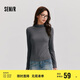 森馬（Semir）長袖T恤女半高領(lǐng)吸濕發(fā)熱抗菌2024冬緊身抓絨打底衫109724101001