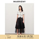 MAXRIENY【商場(chǎng)同款】甜美文藝網(wǎng)紗半裙蕾絲繡花裙子 黑色 L 03/38