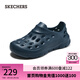 斯凱奇（Skechers）七夕禮物送男友男鞋夏季貝殼泡泡鞋厚底透氣外穿洞洞鞋百搭沙灘鞋 海軍藍(lán)色/NVY 41