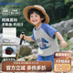 巴帝巴帝夏季嬰幼兒童純棉t恤短褲套裝男女童寶寶套裝 彩藍 樹葉鱷魚 100