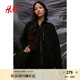 H&M女裝運(yùn)動(dòng)外套秋季時(shí)尚毛絨保暖立領(lǐng)滑雪騎行夾克1111528 黑色 165/96
