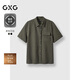 GXG男裝 設(shè)計(jì)感新中式抽皺國風(fēng)短袖襯衫 棕色 170/M
