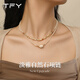 TFY秋冬自然石串珠項鏈女款2025新款高級感小眾輕奢復古疊戴鈦鋼頸鏈 白色單顆項鏈+琥珀色串珠項鏈