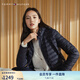 TOMMY HILFIGER【輕暖90絨】冬季女裝休閑通勤絎縫刺繡合身連帽羽絨服外套02259 藏青色DW5 S （推薦：100-115斤）