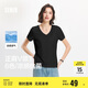 森馬（Semir）短袖t恤女涼感抗菌正肩修身2025夏顯瘦V領(lǐng)白色打底衫109325100002