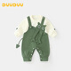 DUUDUU寶寶秋季衣服新款連體衣嬰兒假兩件哈衣新生兒卡通爬服白綠 100cm