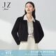 玖姿（JUZUI）箱型短款醋酸西裝外套女裝春款職業(yè)通勤外套 素黑 S