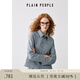 PLAIN PEOPLE學(xué)院風(fēng)格紋小箱型刺繡長袖翻領(lǐng)襯衫上衣女2025夏新款 灰藍(lán) M
