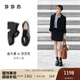 莎莎蘇[趙今麥同款]春夏季伯德小姐英倫厚底樂(lè )福鞋女一腳蹬小皮鞋 黑色 36