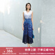 顏域漸變色v領(lǐng)無(wú)袖連衣裙2025新款女夏季輕奢高級(jí)感收腰背心裙子 藍(lán)花 L