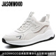 JASONWOOD高檔奢侈品男鞋真皮運(yùn)動(dòng)鞋男士2025年新款頭層牛皮休閑厚底旅游鞋 白色【時(shí)尚】 【品牌男鞋】 41 【皮鞋碼】