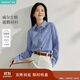 茵曼休閑襯衫女法式時(shí)髦格紋2025春季女裝新款翻領(lǐng)長(cháng)袖上衣 寶藍格 M