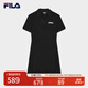 FILA 斐樂官方女子針織連衣裙時尚修身POLO領(lǐng)短袖裙子 正黑色-BK L (170) 88A
