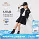 英氏（YEEHOO）女童套裝兒童外套棒球服衛(wèi)衣衛(wèi)褲秋裝運動衣服中大童裝秋季新款 短款棒球服黑色 120
