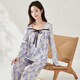 頂瓜瓜頂呱呱睡衣女秋純棉印花T領(lǐng)長(cháng)袖可外穿家居服女藍紫色175