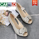 卡帝樂鱷魚（CARTELO）高檔夏季真皮媽媽涼鞋平底魚嘴鞋中老年女鞋坡跟涼鞋防滑軟底休閑 灰色 39 標(biāo)準(zhǔn)碼