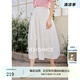 迪賽尼斯（DESIGNICE）夏季新款高腰純色復古通勤長款傘裙a字半身裙女白色中長裙 白色 M