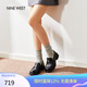 NINE WEST/玖熙樂(lè)福鞋女9W金幣復(fù)古文藝中跟小皮鞋 NP414028KK 黑色38