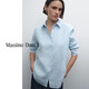 Massimo Dutti秋季新品2025女裝氣質(zhì)通勤風(fēng)簡(jiǎn)約純亞麻襯衫女長(cháng)袖上衣05130530 天藍色 38 (170/88A)尺碼偏大
