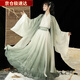 飚閣漢服中國風女裝套裝2025年新款國風大賞【清竹】魏晉古裝 上衣+裙子+外套【綠色】 均碼 寬松均可穿