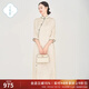 浮云堂.風(fēng)」素明.中式改良立領(lǐng)天絲旗袍連衣裙女2025春夏款禪意茶服 米白色 M