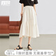 對(duì)白萊賽爾醋酸垂感輕薄半身裙女2025夏季新款不規(guī)則拼接a字傘裙 奶油米 S
