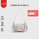 CHARLIE&KELLI CK品牌包包女包鱷魚紋腋下包女士2025新款斜挎單肩包七夕禮物女 銀色【京倉配送 禮袋包裝】