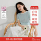 茵曼小香風(fēng)薄針織衫夏季女裝撞色圓領(lǐng)短袖氣質(zhì)套頭上衣 天藍(lán)色  M