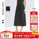 朗姿2025年夏季新款高級感黑色半裙子氣質(zhì)法式長(cháng)款a字直筒半身裙 深灰色 L