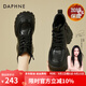 達(dá)芙妮（DAPHNE）馬丁靴女秋冬加絨短靴新款秋冬短筒靴子冬款保暖女靴 黑色 加絨 跟高5.5cm 36 (230mm)