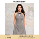 MAXRIENY中式宮廷復(fù)古風(fēng)千鳥格掛脖連衣裙無袖娃娃A擺裙子 黑白格紋 S 01
