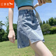 紅蜻蜓牛仔短裙女夏季2025年新款女裝防走光短褲女高腰a字包臀半身裙 淺藍(lán)色 M （99-115斤選）