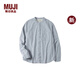 無印良品（MUJI）女式 法蘭絨 立領(lǐng)長(zhǎng)袖襯衫 女士襯衣外套 25年秋季新品 BC2PHC5A 淺灰色 M (160/84A)
